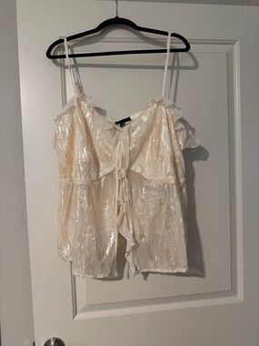 torrid Cream Sequin Ruffle Camisole
